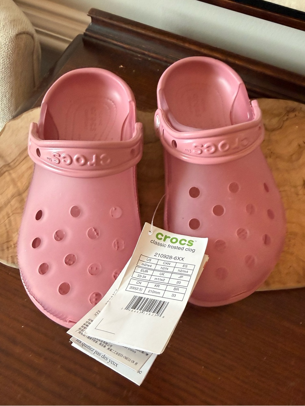 Crocs Classic Frosted Clog Rosette Pink Comfort Shoes M 2/ W 4 /Y 2